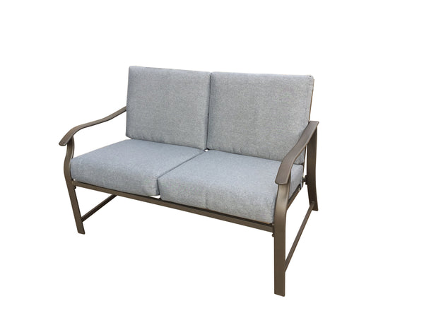 English Elm LOVESEAT Modern Metal Bistro Set with Compact Table, Space-Saving 46.3"L x 24.4"W x 12.6"H Design Mushroom W65632244