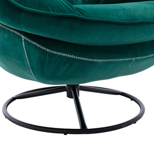 English Elm Accent Chair With Ottoman - Modern Velvet Swivel Seat In Green For Stylish Living Room Comfort W676P232274