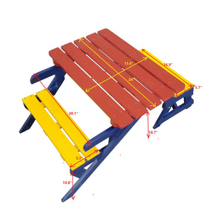 English Elm KID'S Solid Wood Multi-Function Arm Chair Table with 2 Benches, Colorful Kids Activity Set for Play, Art & Snacks W49532960