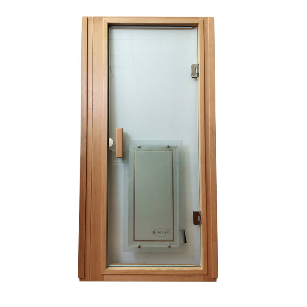 English Elm One-person Sauna Front Wall Assembly with Tempered Glass Door Oem Replacement Panel W63233413