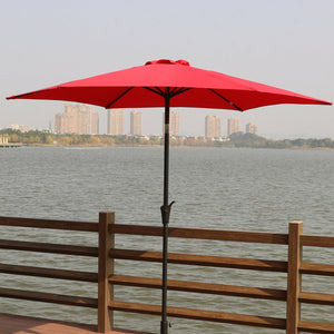 English Elm 9' Outdoor Pole Umbrella with Crank & Tilt, 9ft Vented UV Waterproof Canopy, Aluminum Pole Bag Included TJB004_B-061RED