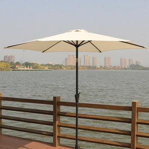 English Elm 9' 9ft Patio Umbrella with Crank & Tilt, Cream Canopy, UV Waterproof, Aluminum Pole & Carry Bag TJB004_B-002CREME