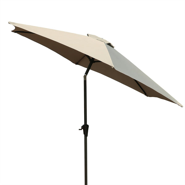 English Elm 9' 9ft Patio Umbrella with Crank&Push Tilt, Gray Polyester Canopy, Aluminum Pole & Carry Bag TJB004_B-023GRAY