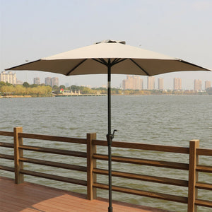 English Elm 9' 9ft Patio Umbrella with Crank&Push Tilt, Gray Polyester Canopy, Aluminum Pole & Carry Bag TJB004_B-023GRAY