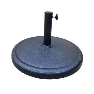 English Elm 42 Pound Round Resin Umbrella Base with Hand-Turn Knob, Decorative Gunmetal Finish, Fits 1.5–1.89" poles, UV-Resistant Stability for Windy Patios DLY-F009