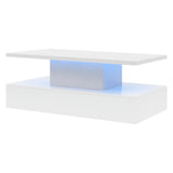 English Elm Coffee Table Cocktail Table Modern Industrial Design With Led Lighting, 16 Colors With A Remote Control, White (Old Sku: Wf280707Aak)