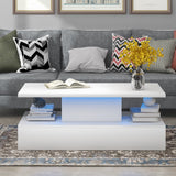 White LED Coffee Table with Remote Control, Modern High-Tech Design