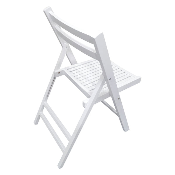 English Elm Furniture Slatted Wood Folding Special Event Chair Set of 4 White – Solid Wood, Lightweight, Compact Foldable Seating, Durable W49532961