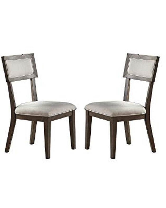 English Elm Contemporary Solid Wood Dining Chairs Set of 2 with Cream Cushions, Elegant Veneer Pillar Design HSESF00F1834