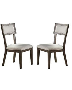 English Elm Contemporary Solid Wood Dining Chairs Set of 2 with Cream Cushions, Elegant Veneer Pillar Design HSESF00F1834