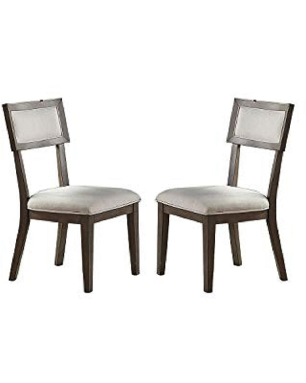 English Elm Contemporary Solid Wood Dining Chairs Set of 2 with Cream Cushions, Elegant Veneer Pillar Design HSESF00F1834