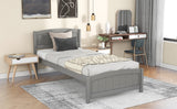 Hearth and Haven Elixir Platform Bed with Lower Footboard and Wood Supporting Slats, Grey WF190781AAE