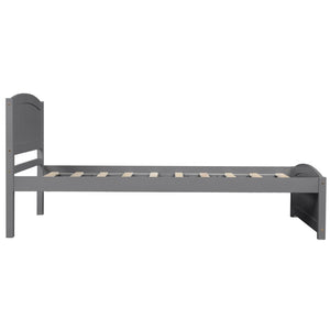 English Elm Wood Twin Platform Bed Solid Pine Frame Walnut Finish with Headboard and Slat Support WF190781AAE