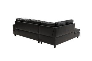 English Elm 3 Piece Modern Sectional Set with Faux Leather Upholstery and Multifunctional Ottoman M091B