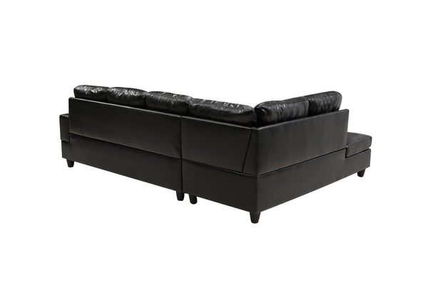 English Elm 3 Piece Modern Sectional Set with Faux Leather Upholstery and Multifunctional Ottoman M091B