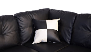 English Elm 3 Piece Modern Sectional Set with Faux Leather Upholstery and Multifunctional Ottoman M091B