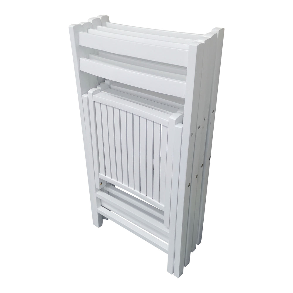 English Elm Furniture Slatted Wood Folding Special Event Chair Set of 4 White – Solid Wood, Lightweight, Compact Foldable Seating, Durable W49532961