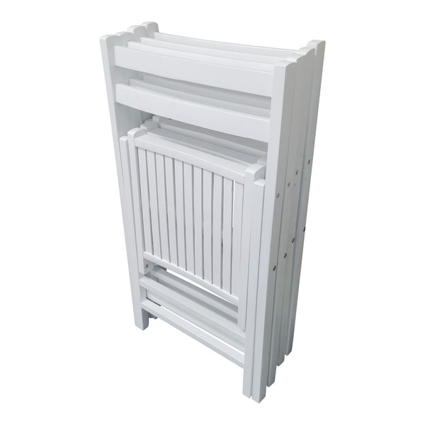 English Elm Furniture Slatted Wood Folding Special Event Chair Set of 4 White – Solid Wood, Lightweight, Compact Foldable Seating, Durable W49532961