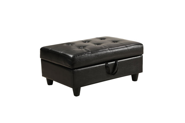 English Elm 3 Piece Modern Sectional Set with Faux Leather Upholstery and Multifunctional Ottoman M091B