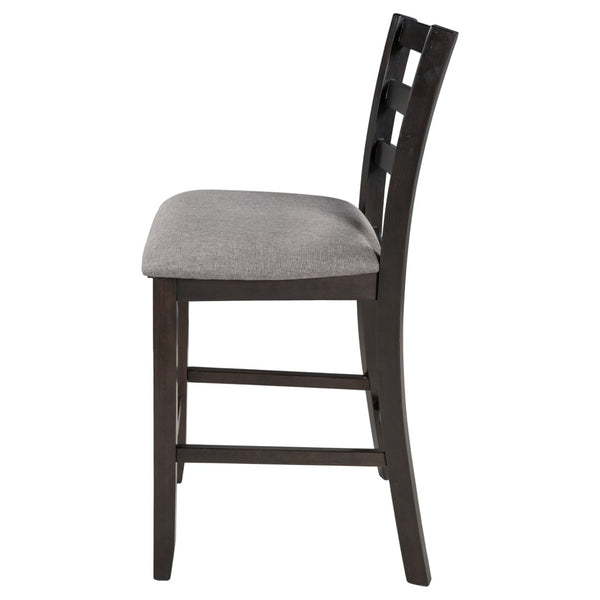 English Elm Trexm Counter Height Dining Set Rubberwood Spindle Chairs Gray Burlap Seats 5 Piece WF289107AAP
