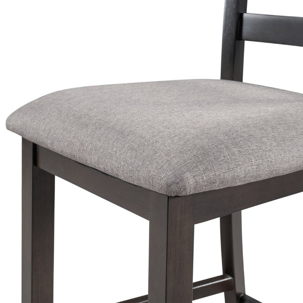 English Elm Trexm Counter Height Dining Set Rubberwood Spindle Chairs Gray Burlap Seats 5 Piece WF289107AAP