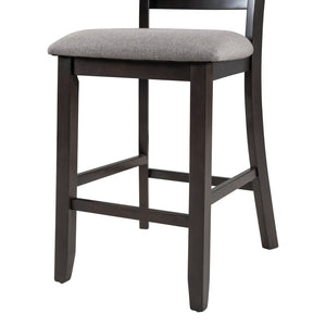 English Elm Trexm Counter Height Dining Set Rubberwood Spindle Chairs Gray Burlap Seats 5 Piece WF289107AAP