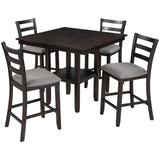 English Elm Trexm Set Of 4 Wooden Counter Height Dining Chair With Padded Chairs, Espresso