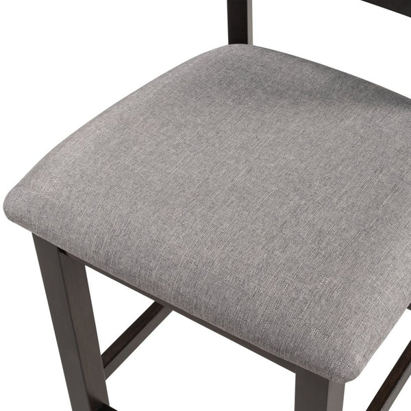 English Elm Trexm Counter Height Dining Set Rubberwood Spindle Chairs Gray Burlap Seats 5 Piece WF289107AAP