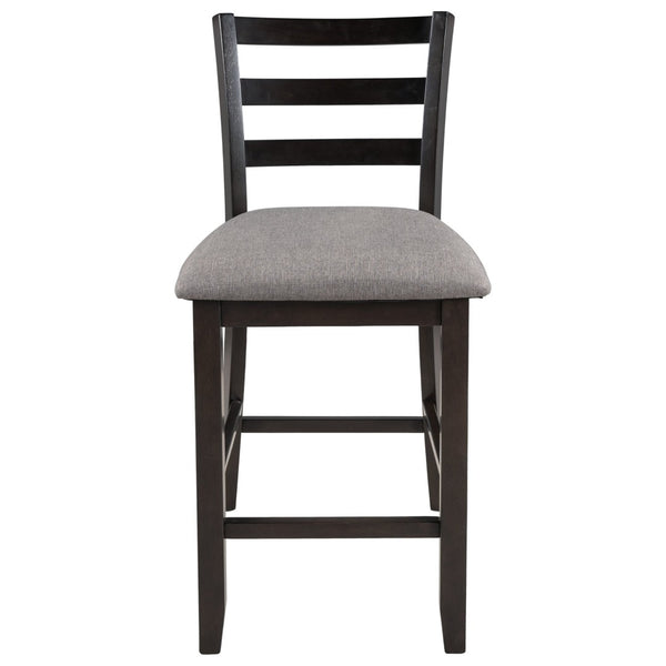 English Elm Trexm Counter Height Dining Set Rubberwood Spindle Chairs Gray Burlap Seats 5 Piece WF289107AAP