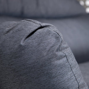 English Elm Charcoal Double-Seat Wicker Swing with Iron Stand, All-Weather PE Rattan, Dust Blue Cushions & Cover MWTF-9716KD3