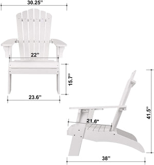 English Elm Polystyrene Oversized Adirondack Chair with Built-In Cup Holder, Weatherproof Poly Lumber, 350 lb Capacity White MBM-PKD02-WT