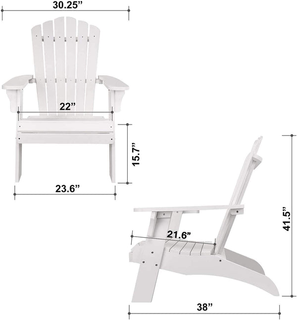 English Elm Polystyrene Oversized Adirondack Chair with Built-In Cup Holder, Weatherproof Poly Lumber, 350 lb Capacity White MBM-PKD02-WT