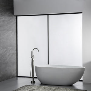 English Elm TrustMade Brushed Nickel Floor-Mount Tub Filler with 360° Swivel Spout & Handheld Shower, Brass TMFTFLYJ-R01BN
