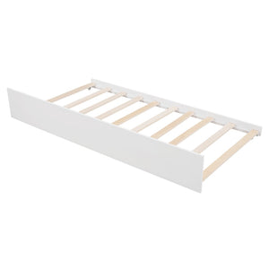 English Elm Twin House Bed Solid Pine Frame with Playhouse Window Trundle and Built-in Rails LP000007AAK