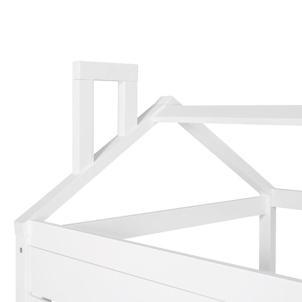 English Elm Twin House Bed Solid Pine Frame with Playhouse Window Trundle and Built-in Rails LP000007AAK