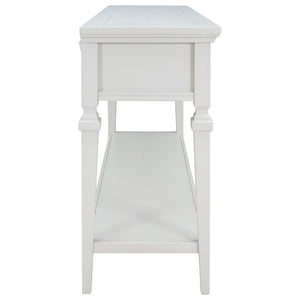 English Elm Trexm Neoclassical Pine Console Table Three Drawers Open Shelf Entryway Storage Antique White WF199599AAK