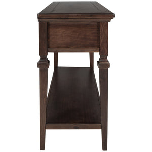 English Elm Trexm Neoclassical Pine Console Table Three Drawers Open Shelf Entryway Storage Espresso WF199599AAP