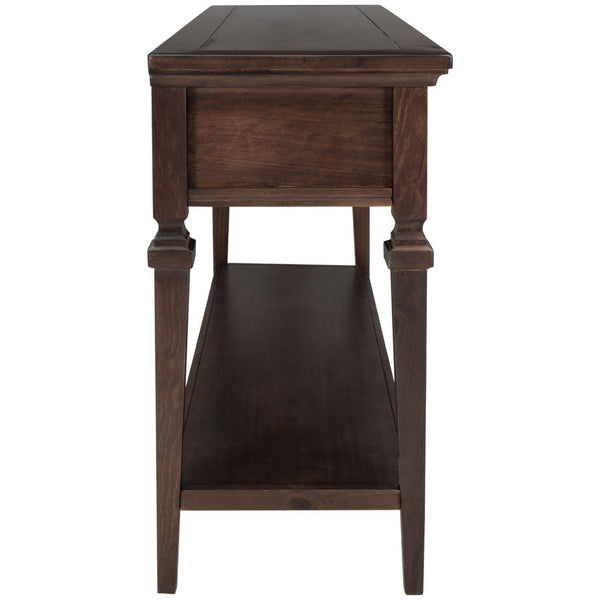 English Elm Trexm Neoclassical Pine Console Table Three Drawers Open Shelf Entryway Storage Espresso WF199599AAP