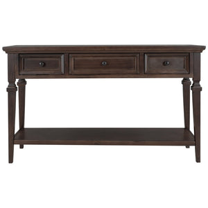English Elm Trexm Neoclassical Pine Console Table Three Drawers Open Shelf Entryway Storage Espresso WF199599AAP