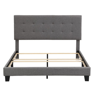 Hearth and Haven Zenithal Queen Size Platform Bed with Button Tufted Headboard, Grey WF280787AAE