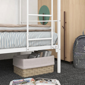 English Elm Twin-Over-Twin Metal Bunk Bed with Ladder, Full Guardrails, Space-Saving Underbed Storage, White W84034153