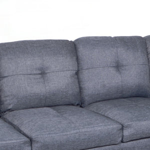 English Elm 3 Piece Gray Sectional with Left Chaise Microfiber Seating and Storage Ottoman M128B