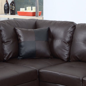 English Elm 3 Piece Faux Leather Sectional Set with Chaise and Bonus Storage Ottoman Included M092A