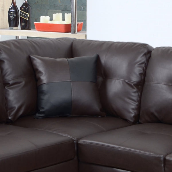 English Elm 3 Piece Faux Leather Sectional Set with Chaise and Bonus Storage Ottoman Included M092A