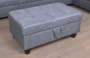 English Elm 3 Piece Gray Sectional with Left Chaise Microfiber Seating and Storage Ottoman M128B