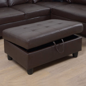 English Elm 3 Piece Faux Leather Sectional with Left Chaise and Bonus Storage Ottoman M092B