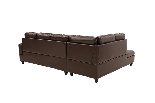 English Elm 3 Piece Faux Leather Sectional Set with Chaise and Bonus Storage Ottoman Included M092A