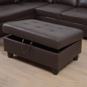 English Elm 3 Piece Faux Leather Sectional Set with Chaise and Bonus Storage Ottoman Included M092A