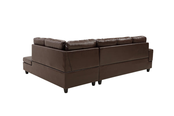 English Elm 3 Piece Faux Leather Sectional with Left Chaise and Bonus Storage Ottoman M092B