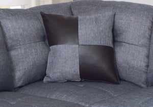 English Elm 3 Piece Gray Sectional with Left Chaise Microfiber Seating and Storage Ottoman M128B